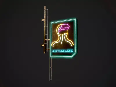Actualize Neon signs Cyberpunk  PBR Game Ready model Low-poly 3D model