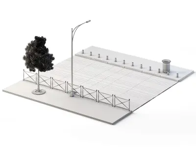 Street Set 12m x 14m Low-poly 3D model