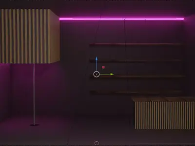 Strip-tease Bar Club With Pole Dance and Neon Light  Free low-poly 3D model