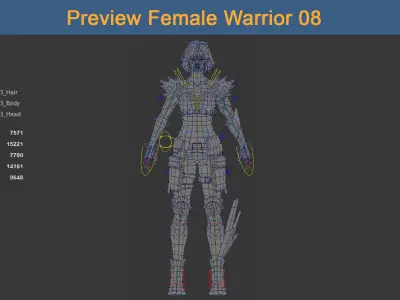 Character Female Warriors 08 - Ready for game Low-poly 3D model