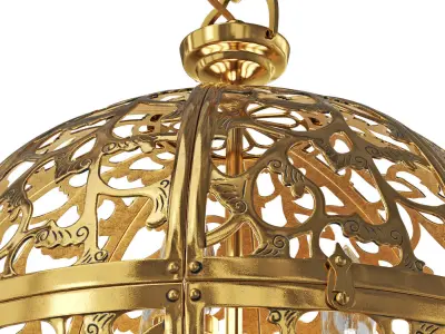 Japanese brass chandelier 3D model