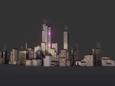 Blender Procedural CyberPunk Building Generator Low-poly 3D model