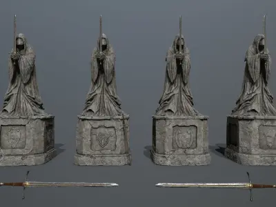 Ruin set Low-poly 3D model