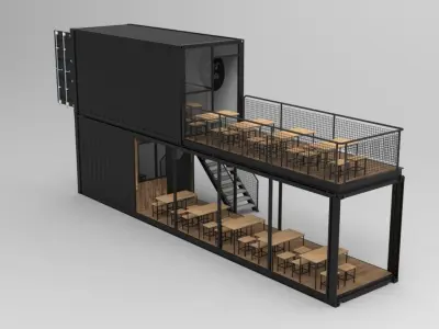 40ft Shipping Restaurant Design 3D model
