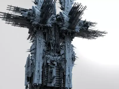 Cyberpunk Mega City Docks Tower  3D model
