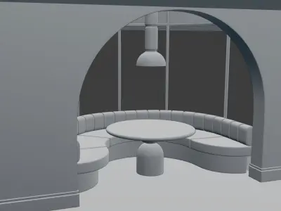 Round Nook Scene with Bell Table 3D model
