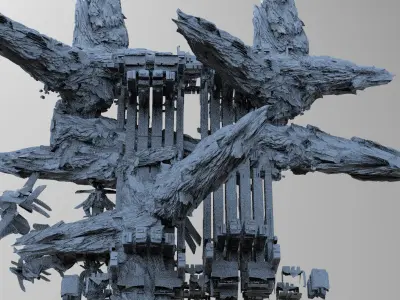 Cyberpunk asteroid base 5  3D model