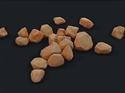 Stylized Desert Rock small 3 Low-poly 3D model