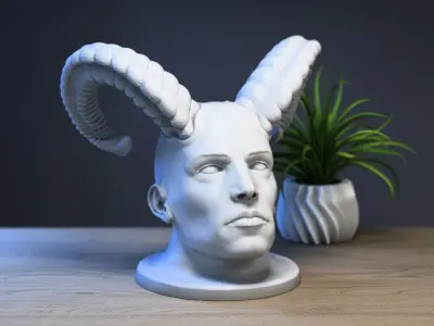 Demon human bust Cyborg demon human 3D print model