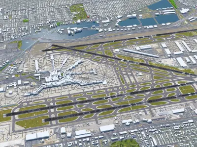 Miami Airport 10km Low-poly 3D model