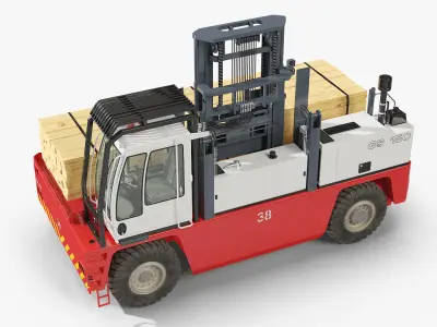  Baumann GS 150 Timber Load Sideload Forklift Red Rigged for Maya 