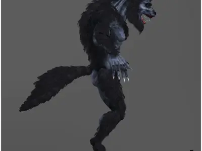 Animated Werewolf Light Version Low-poly 3D model