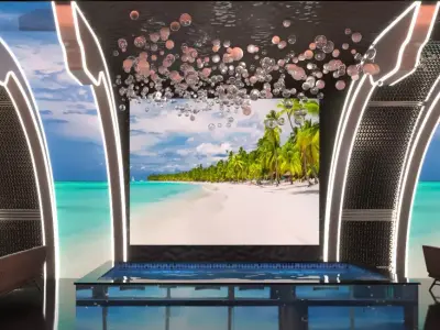 Futuristic Neon Sci-Fi Stage and LED Tunnel Lounge Environment 3D model