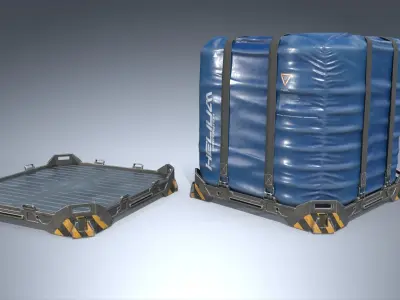 Sci-fi cargo set PBR Low-poly 3D model