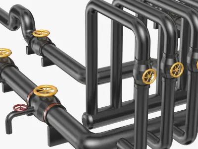 Black Industrial Pipes Model 3D model