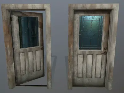 door 1 pair of wooden doors Low-poly 3D model purchase