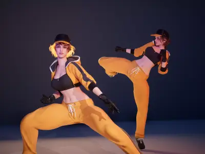 Street Fighter Girl Low-poly 3D model