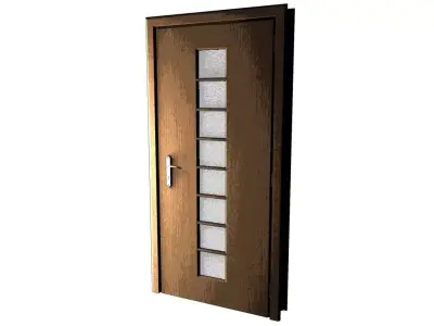 Oak Vertical Frosted Glass Door Low-poly 3D model