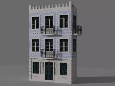 Facade of a Portuguese building 3D model