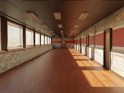 Corridor Hallway Low-poly 3D model