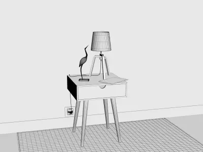 Bedside Table - Set Decoration Bedroom 05 3D model