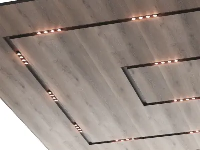 Wooden suspended ceiling with lighting 49 3D model