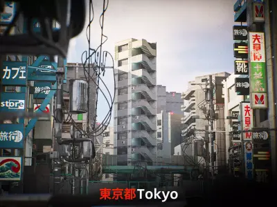 Tokyo Kitbash Set - UE5 Low-poly 3D model