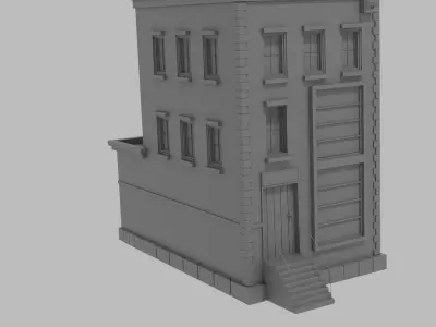 Low Poly Town House Low-poly 3D model