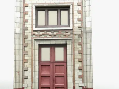Modular brick house Low-poly 3D model