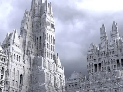 Wizarding world Fantasy school architecture Kit bash 3D model