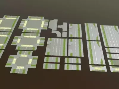 Large Modular Pack of Russian Roads  Low-poly 3D model