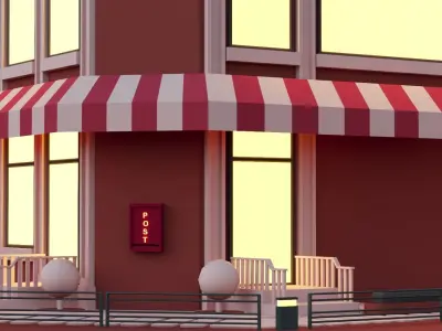 Low poly 3d modular location - Hotel and street 3D model