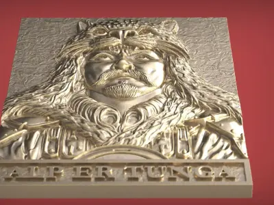 Alp Er Tunga Relief Portrait 3D print model