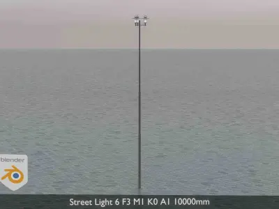 Street Light 6 F3 M1 K0 A1 10000mm  Low-poly 3D model