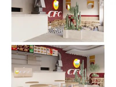 Fast Food Restaurant And Space Saving Low-poly 3D model