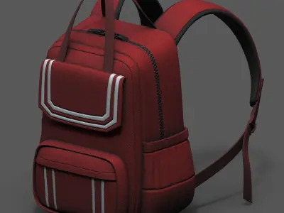 Backpack bag baggage pockets  Low-poly 3D model