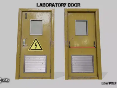 Laboratory door yellow Low-poly 3D model