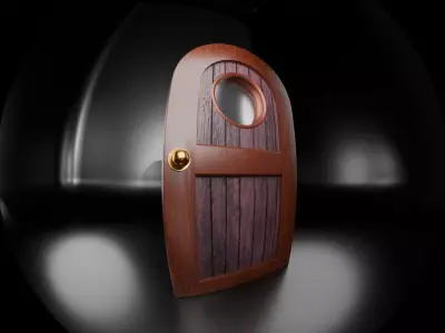 Red Wooden Door Low-poly 3D model