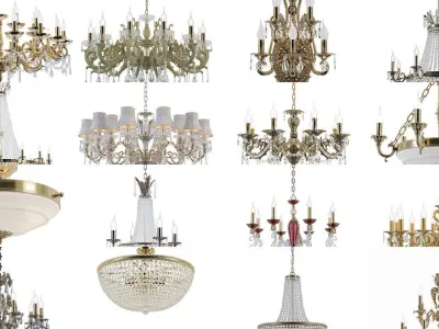 Collection of Sferon Chandeliers  3D Model Pack