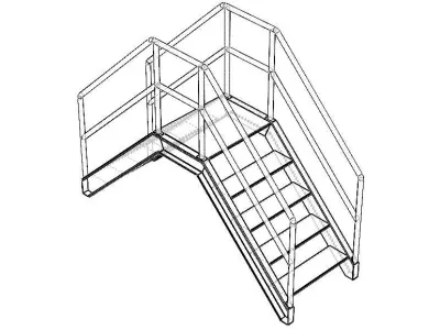 Industrial Steel Crossover Stair 3D model