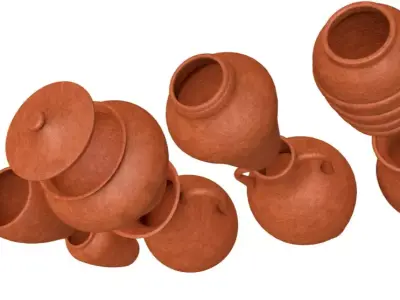 Artisan clay vases collection 3D model