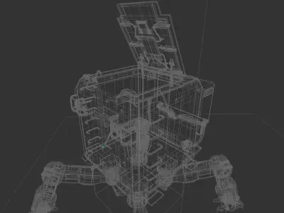 CubeMechine robot with smiley face Low-poly 3D model