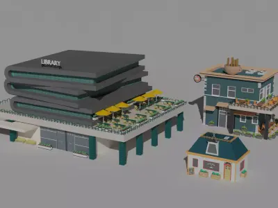 Low Poly Set of Three 3D Model Pack