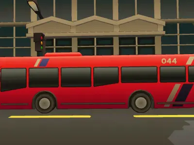 Toon Bus  Stylized Game Ready Low-poly 3D model
