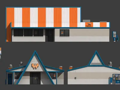 Whataburger Restaurant Building Low-poly 3D model