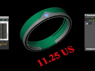 Light Gold Diamond Men Ring 2MR062 3D model