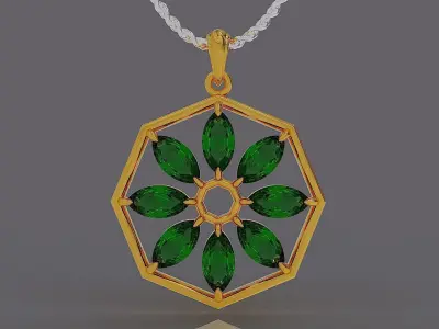 Prong set marquise cut diamond octagonal necklace 3D print model