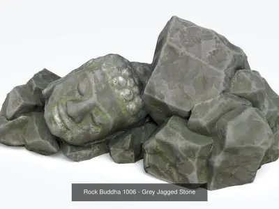 Buddha Rock Set Bundle - Grey Jagged Stone 3D Model Pack