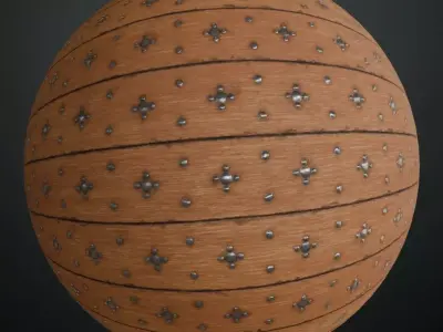 Ornamental Studded Wood Panels PBR Texture