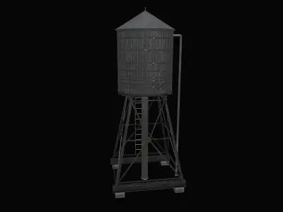Water Tank Low-poly 3D model 10